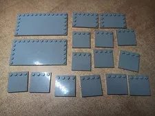 LEGO BULK LOT OF 16 LIGHT BLUISH GRAY TILES STUDS ON EDGE 4X6 4X4 6X12