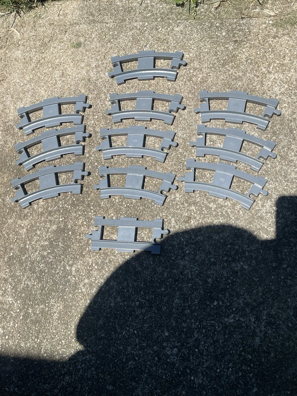Lego Duplo Gray Train Tracks Lot of 11 (10 Curved & 1 Straight)