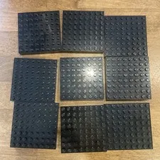 Lego Lot of 9 Brick 8x8 Thick Base Plate Castle Black