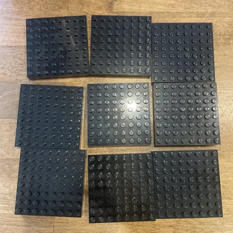 Lego Lot of 9 Brick 8x8 Thick Base Plate Castle Black