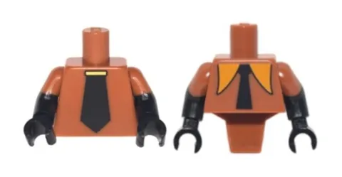 LEGO - Minifig, Torso (2 Piece) Dark Orange, Long Black Tie - Flashback Garmadon