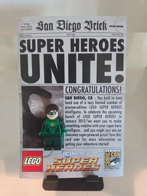 2011 SDCC LEGO Green Lantern Minifigure w/ Card DC Super Heroes Comic Con Rare!