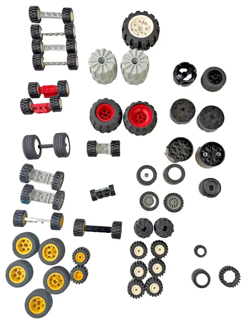 LEGO Wheels Tires Axles Lot Vintage Cars Trucks Technic Parts Bulk Mixed Rims