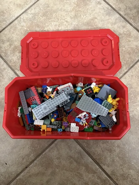 Lot Of 1.7 Lbs Misc Legos Including Parts Of Mini Figs And Pokemon With Red Case