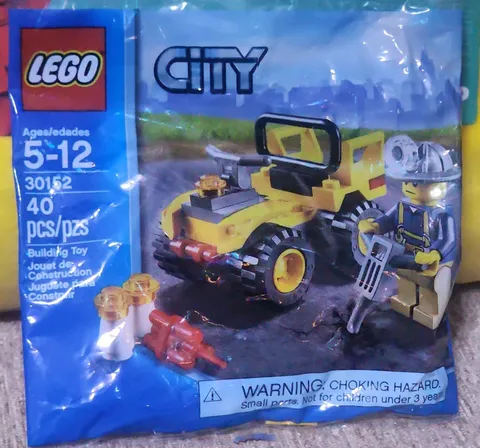 LEGO CITY *MINING QUAD* SET 30152 *NEW POLYBAG* MINER JACKHAMMER DYNAMITE