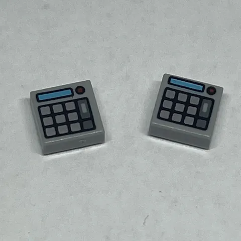 Lot Of 2 Lego 1x1 Tile Silver Keypad Buttons Blue Screen Red Light Calculator S1