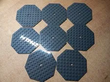 LEGO BULK LOT OF 8 DARK BLUISH GRAY MODIFIED PLATE 10X10 OCTAGONAL #89523