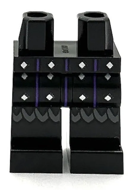 Lego New Minifigure Pants Black Legs w/ Surcoat Ends Dark Purple Strips Part