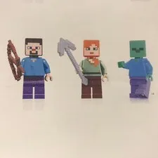 LEGO Minecraft Minifigure Combo Pack - Steve, Alex and Zombie with weapons - New