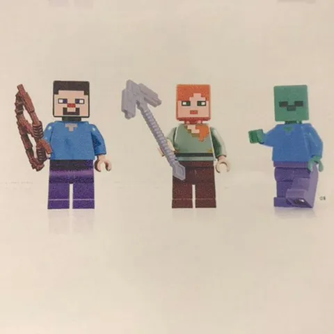 LEGO Minecraft Minifigure Combo Pack - Steve, Alex and Zombie with weapons - New
