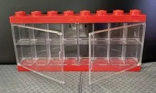 LEGO Stackable Clear/Red Storage Box Organizer Case, 8 Compartments(no plates)