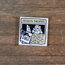 LEGO White Tile 2x2 Scooby Doo Stolen Trophy Newspaper 1Pc