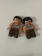 Vintage Lego Duplo Building Block Toy Prehistoric CAVEMAN & CAVEWOMAN Cave Men