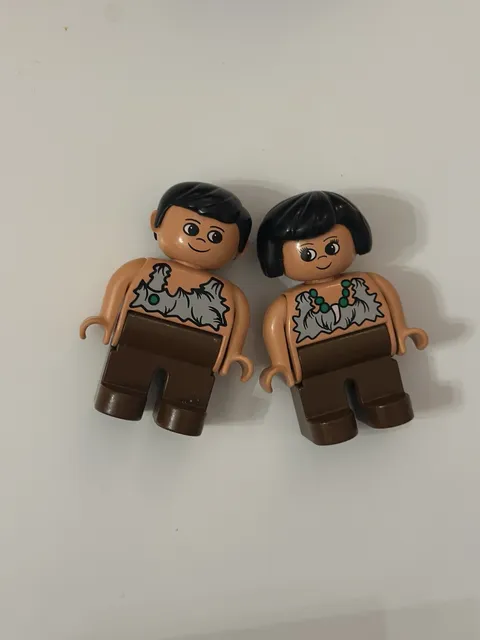 Vintage Lego Duplo Building Block Toy Prehistoric CAVEMAN & CAVEWOMAN Cave Men