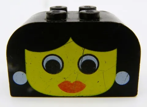 LEGO 4744px14 Black 4X2X2 sloped top Yellow Face With Eyes Red Lips