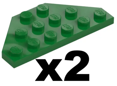 Lego 2 New Green Plates Wedge Cut Corners 3 x 6 Flat Building Part 2419 GR03