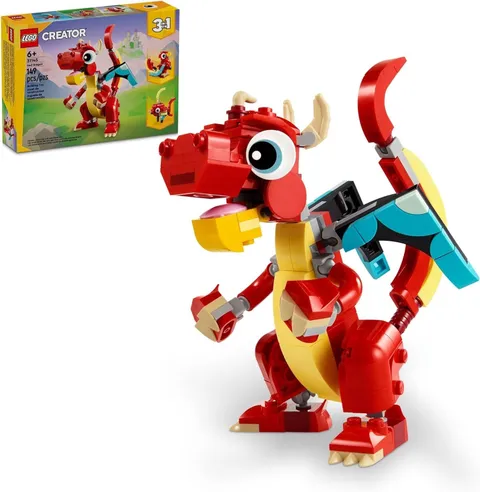 Creator 3 in 1 Red Dragon Toy, Transforms from Dragon to Fish to Phoenix, Gif...
