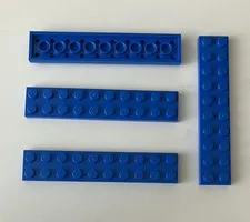 LEGO 4x NEW Pieces 2x10 Plate BLUE #3832
