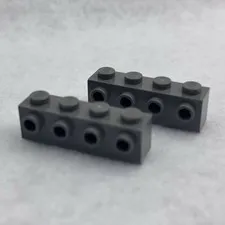 LEGO 30414 Dark Bluish Gray Brick, Modified 1 x 4 with Studs on Side (x2)