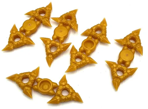 Lego 5 New Pearl Gold Minifigure Weapons Shuriken Throwing Stars Textured Parts
