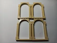 LEGO LOT 4 TAN DOOR FRAME 1X6X7 PILLARS & TOP ARCH 40066