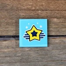 LEGO Friends Medium Azure Tile 2 x 2 Yellow Star 4 White Stars 3068pb2099