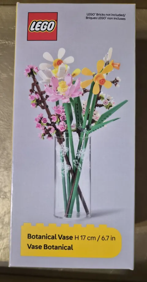 LEGO BOTANICAL VASE CLEAR 6.7 INCHES TALL NIB