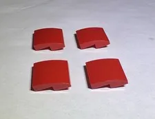 Lego Lot Of 4 Bright Red Plate With Bow Tile 2x2x2/3 2/3 New City 2x2