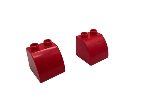 Lego DUPLO 2X2X1.5 RED Bricks Curved Slope Top Lot of 2