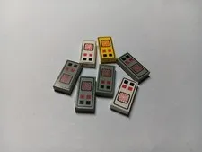 LEGO LOT 7 1X2 TILE COMPUTER RED/BLACK BUTTON PATTERN GRAY WHITE YELLOW