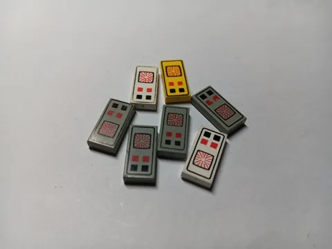 LEGO LOT 7 1X2 TILE COMPUTER RED/BLACK BUTTON PATTERN GRAY WHITE YELLOW