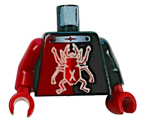 Lego Alpha Team Minion Minifig Torso Black/Dark Red Silver Scarab Outline D414