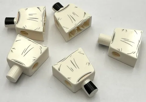 Lego 5 New White Minifigure Torsos Shirts No Arms 