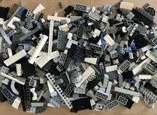 1.9 lbs LEGO Exact Bulk Lot Grays Black White - Bricks, plates, Technic, etc.