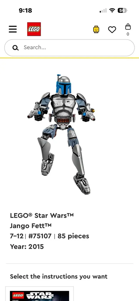LEGO Star Wars 75107 Jango Fett Figure (As-Is / No Box or Manual)