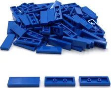 Lego 100 New Blue Tiles Flat Smooth 1 x 3 Parts