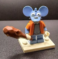 LEGO Simpsons Itchy Minifigure 71005 Series 1 Complete w/ Club & Stand