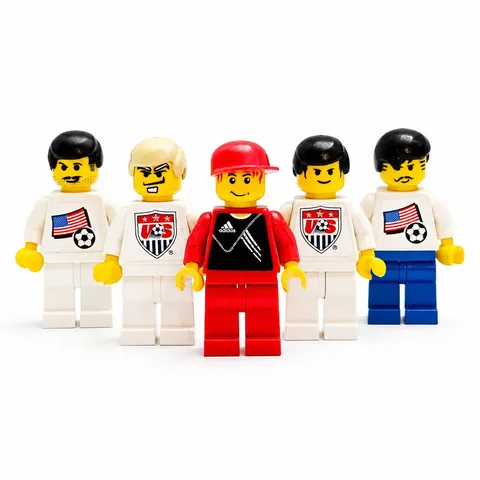 Lego Soccer Team Minifigure Lot w/ Sticker Torso Player Goalie Ref ADIDAS USA