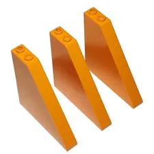 Lot Of 3 Orange Lego 2937 Slope 55° 6x1x5 with Bottom Stud Holders