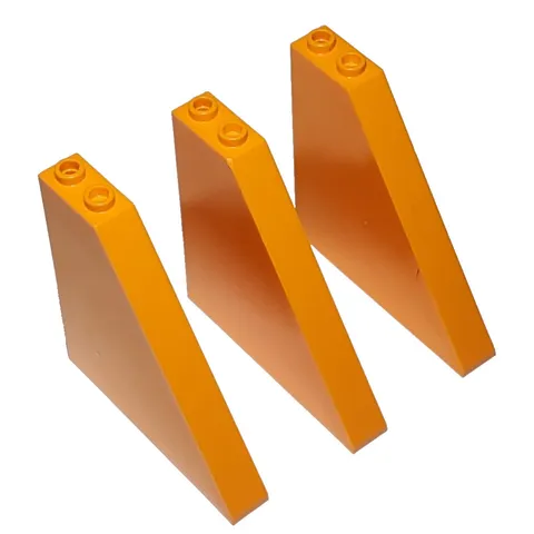Lot Of 3 Orange Lego 2937 Slope 55° 6x1x5 with Bottom Stud Holders