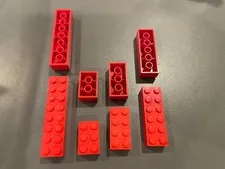 LEGO RED 2x3 2x4 2x6 2x8 BRICK HUGE LOT OF 139 PIECES