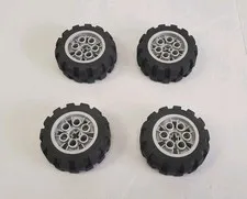 LEGO Technic 4 x Black Wheel Tires Gray Hub 20x30 Car Vehicle Part Lot 4267 4266
