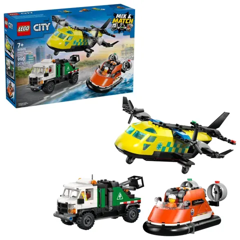LEGO City Airplane, Service Truck & Hovercraft Remix Building Set, 990 Pieces