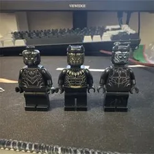 LEGO Marvel Black Panther Minifigures Lot of 3 Black/Gold Suits