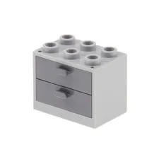 1x LEGO Wardrobe Cabinet 2x3x2 Gray Drawer Dark Gray Container 4536 4532b