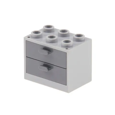 1x LEGO Wardrobe Cabinet 2x3x2 Gray Drawer Dark Gray Container 4536 4532b