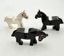 3 Lego Horses See Pics Black White 