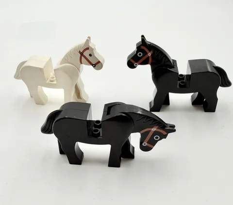3 Lego Horses See Pics Black White 