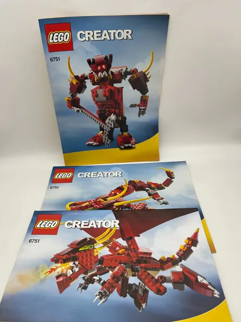 LEGO Creator 3-in-1 Fiery Legend 6751 All 3 Instruction Manual Booklets Only