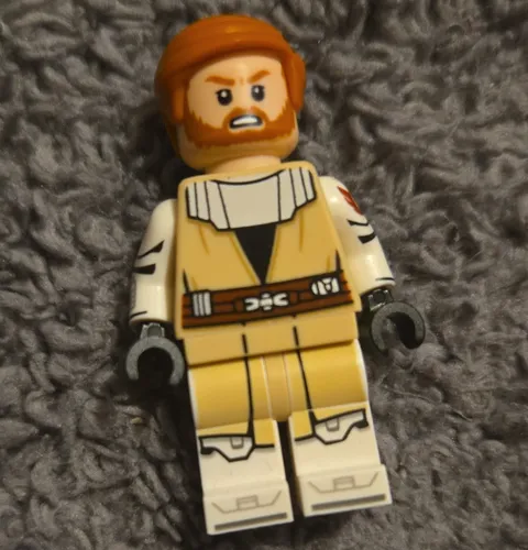 LEGO Minifigure Tan Torso Outfit White Legs Reddish Brown Ginger Hair Beard
